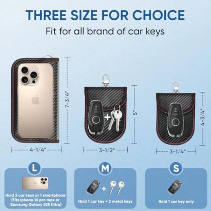 2PK Faay Bag For Car Key Fob 3.''X.0'' Faay Ca Tec Car RFID Ignal Blocking Anti-Theft Pouch Anti-Hacking Cae Blocker Carbon Fi