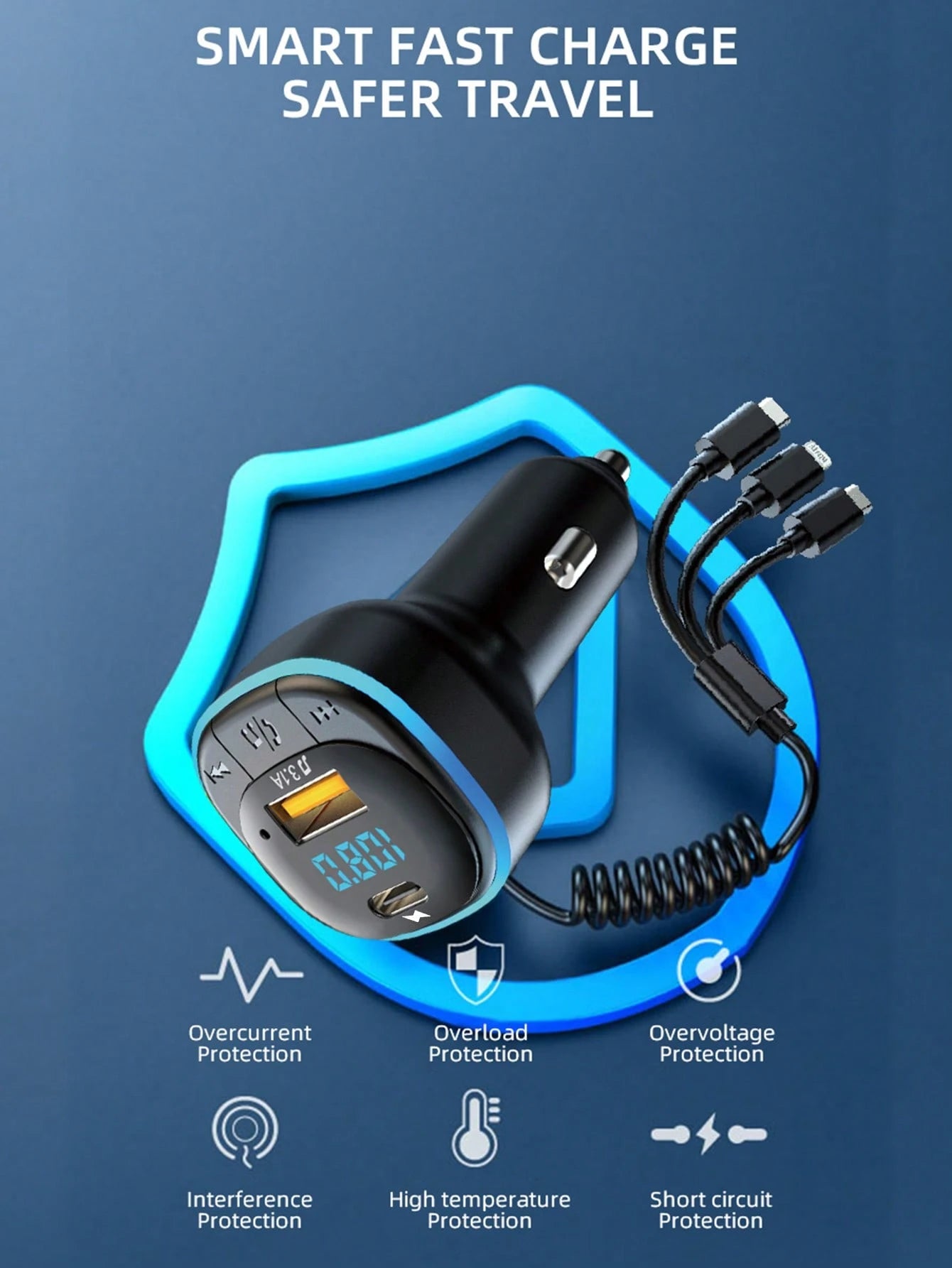 3.1A Multi-Function Car Charger & Car Audio Player
