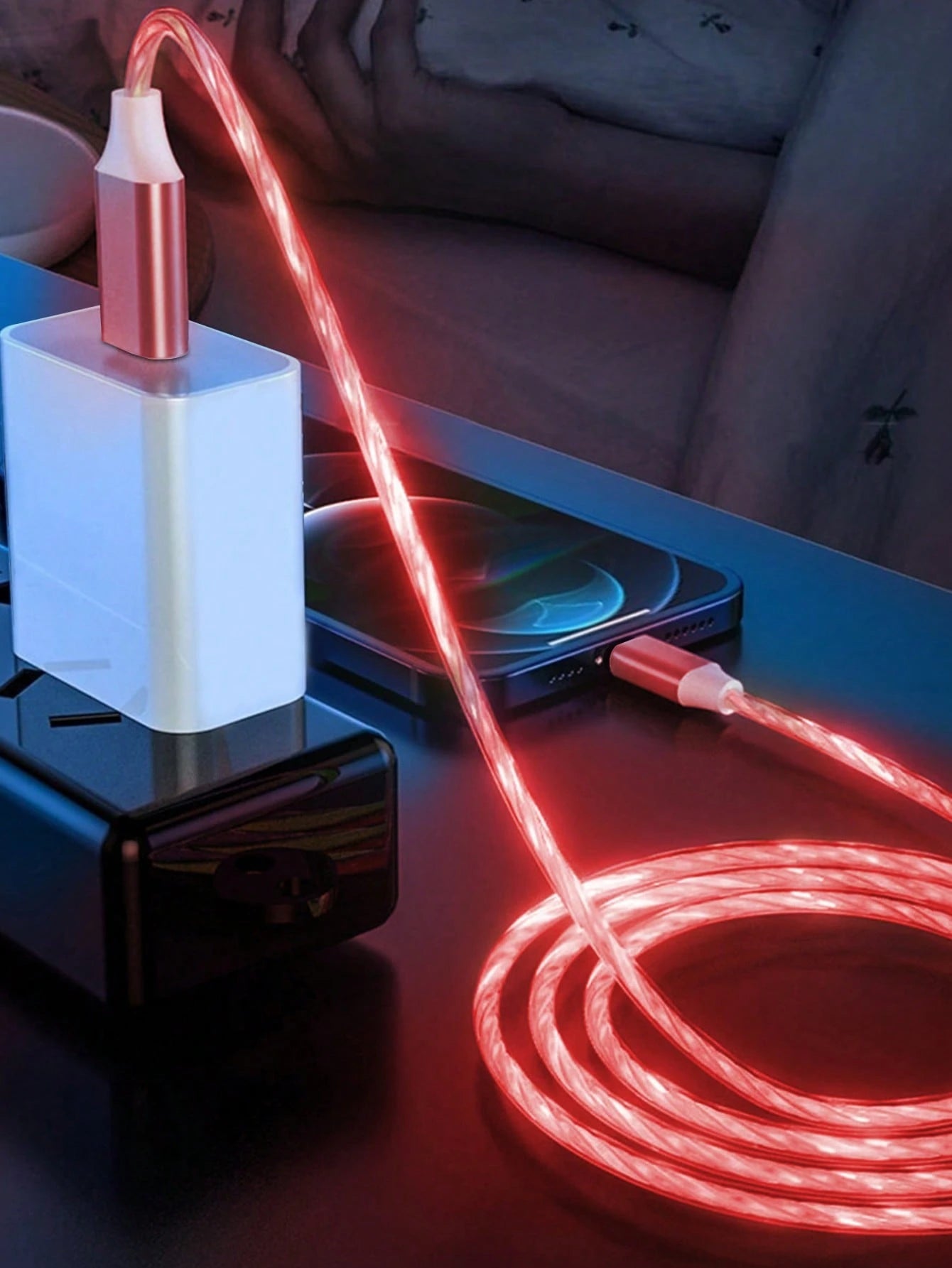 3.28ft/1m LED Flowing Light Fast Charging Cable, TPE Charging Data Cable Compatible With Vivo/OPPO Ultra/S24/S23 Ultra/S23/S22/S21 Series