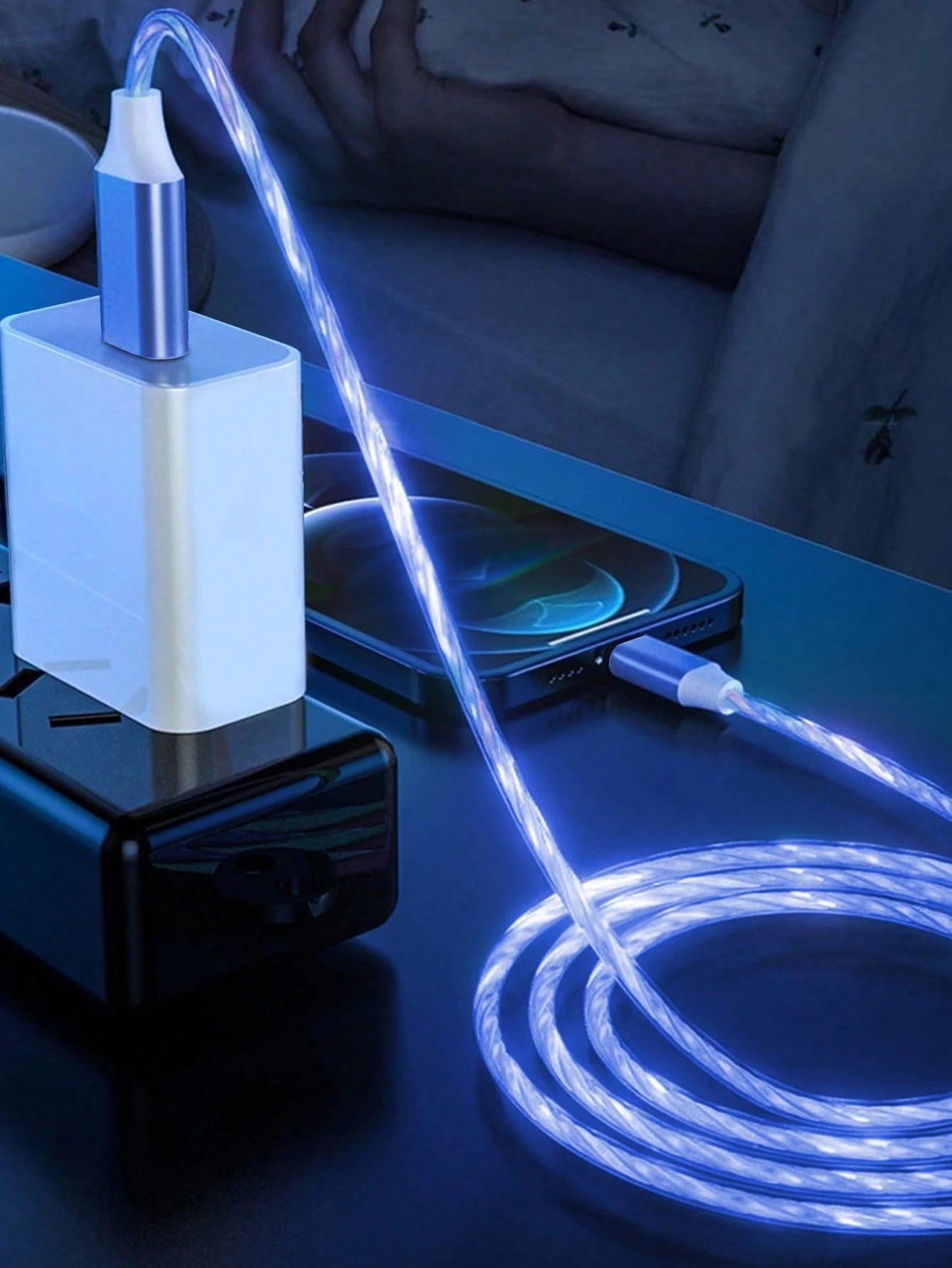 3.28ft/1m LED Flowing Light Fast Charging Cable, TPE Charging Data Cable Compatible With Vivo/OPPO Ultra/S24/S23 Ultra/S23/S22/S21 Series