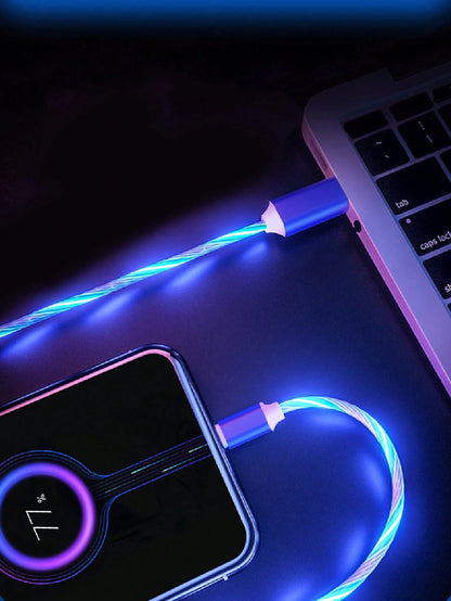 3.28ft/1m LED Flowing Light Fast Charging Cable, TPE Charging Data Cable Compatible With Vivo/OPPO Ultra/S24/S23 Ultra/S23/S22/S21 Series