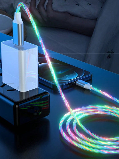 3.28ft/1m LED Flowing Light Fast Charging Cable, TPE Charging Data Cable Compatible With Vivo/OPPO Ultra/S24/S23 Ultra/S23/S22/S21 Series
