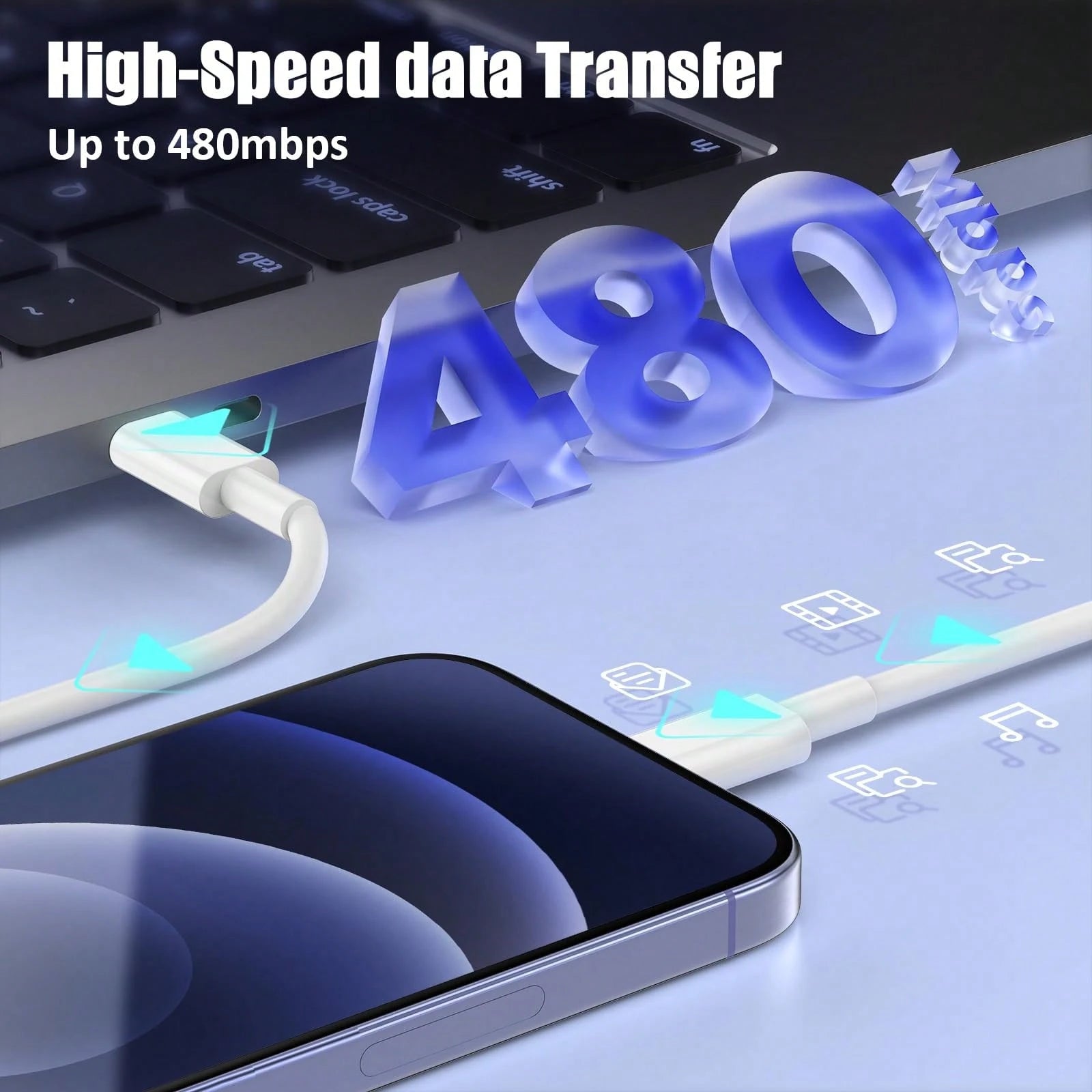 3.3FT/100cm 30W PD Fast Charging Cable, Data Transfer Compatible With IPhone 14 13 12 Pro Max Plus