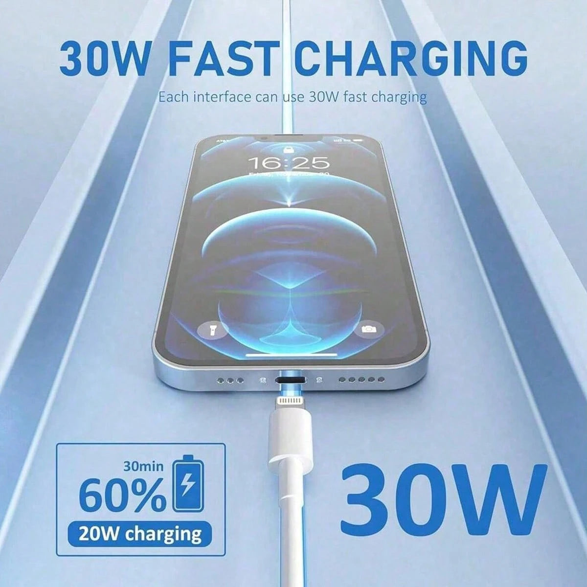 3.3FT/100cm 30W PD Fast Charging Cable, Data Transfer Compatible With IPhone 14 13 12 Pro Max Plus