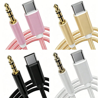 3.3ft/100cm AUX Audio Cable, USB-C To 3.5mm Nylon Braided Aux Cord Compatible With IPhone 16/15 Pro Max Plus
