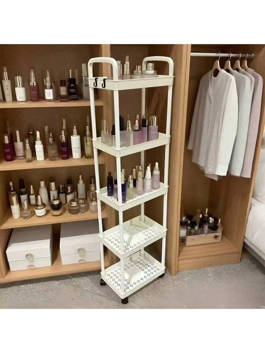 3/4/5 Tier Black Makeup Organizer Cart- 360 Rotating Makeup Storage Cart, Multi-Layer Skincare Organizer Rack, Suitable For Bathroom, Bedroom, Salon, Gift For Women & Makeup Artists