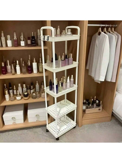 3/4/5 Tier Black Makeup Organizer Cart- 360 Rotating Makeup Storage Cart, Multi-Layer Skincare Organizer Rack, Suitable For Bathroom, Bedroom, Salon, Gift For Women & Makeup Artists