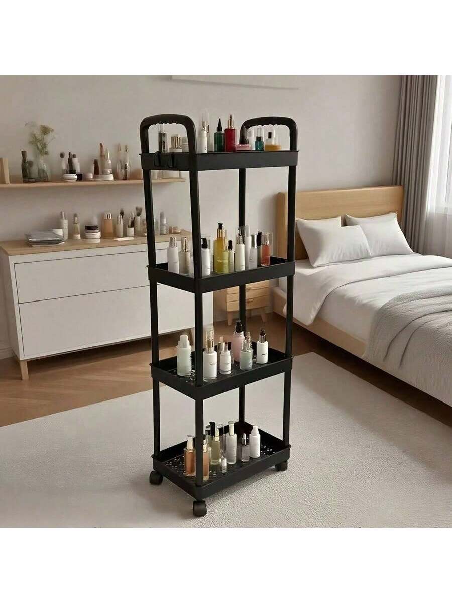 3/4/5 Tier Black Makeup Organizer Cart- 360 Rotating Makeup Storage Cart, Multi-Layer Skincare Organizer Rack, Suitable For Bathroom, Bedroom, Salon, Gift For Women & Makeup Artists