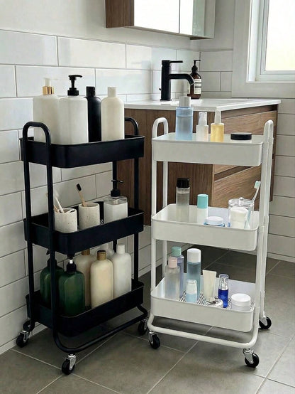 3/4/5 Tier Black Makeup Organizer Cart- 360 Rotating Makeup Storage Cart, Multi-Layer Skincare Organizer Rack, Suitable For Bathroom, Bedroom, Salon, Gift For Women & Makeup Artists