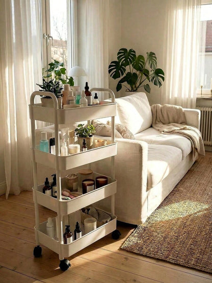 3/4/5 Tier Black Makeup Organizer Cart- 360 Rotating Makeup Storage Cart, Multi-Layer Skincare Organizer Rack, Suitable For Bathroom, Bedroom, Salon, Gift For Women & Makeup Artists