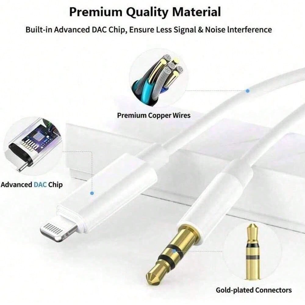 3.5mm Auxiliary Audio Jack Adapter Compatible With IPhone, Suitable For Car, Home Stereo/Speaker/Headphone, Compatible With IPhone 14/13/12/11/XS/XR/8/7/6 Series