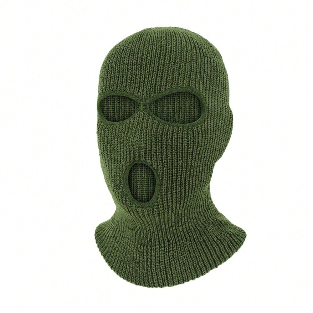 3 Holes Ski Mask Full Face Cover Outdoor Balaclava Winter Knitted Neck Gaiter For Halloween Sports Cycling