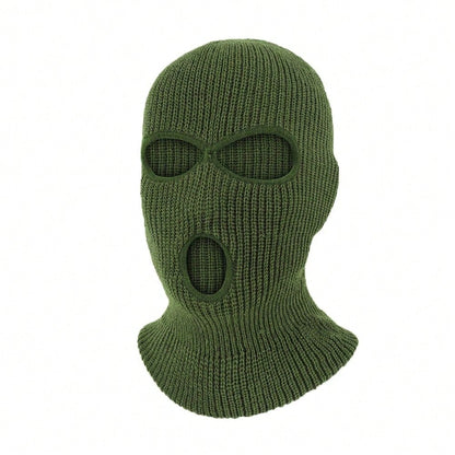 3 Holes Ski Mask Full Face Cover Outdoor Balaclava Winter Knitted Neck Gaiter For Halloween Sports Cycling