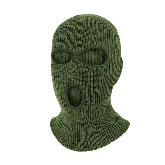3 Holes Ski Mask Full Face Cover Outdoor Balaclava Winter Knitted Neck Gaiter For Halloween Sports Cycling