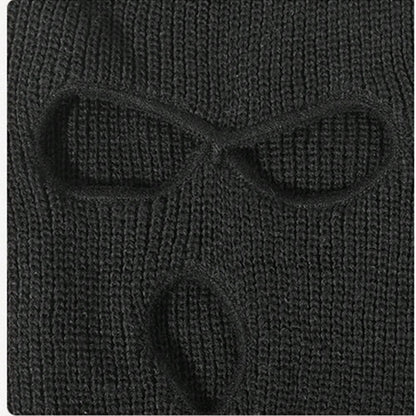 3 Holes Ski Mask Full Face Cover Outdoor Balaclava Winter Knitted Neck Gaiter For Halloween Sports Cycling