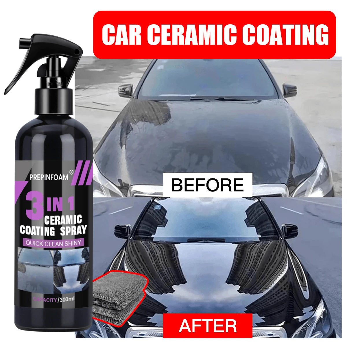 3-In-1 Car Ceramic Nano Coating Liquid, Nano Crystal Hydrophobic Layer Polishing Paint Coating Agent, Nano Coating NO. HGKJ P1, Car Gift