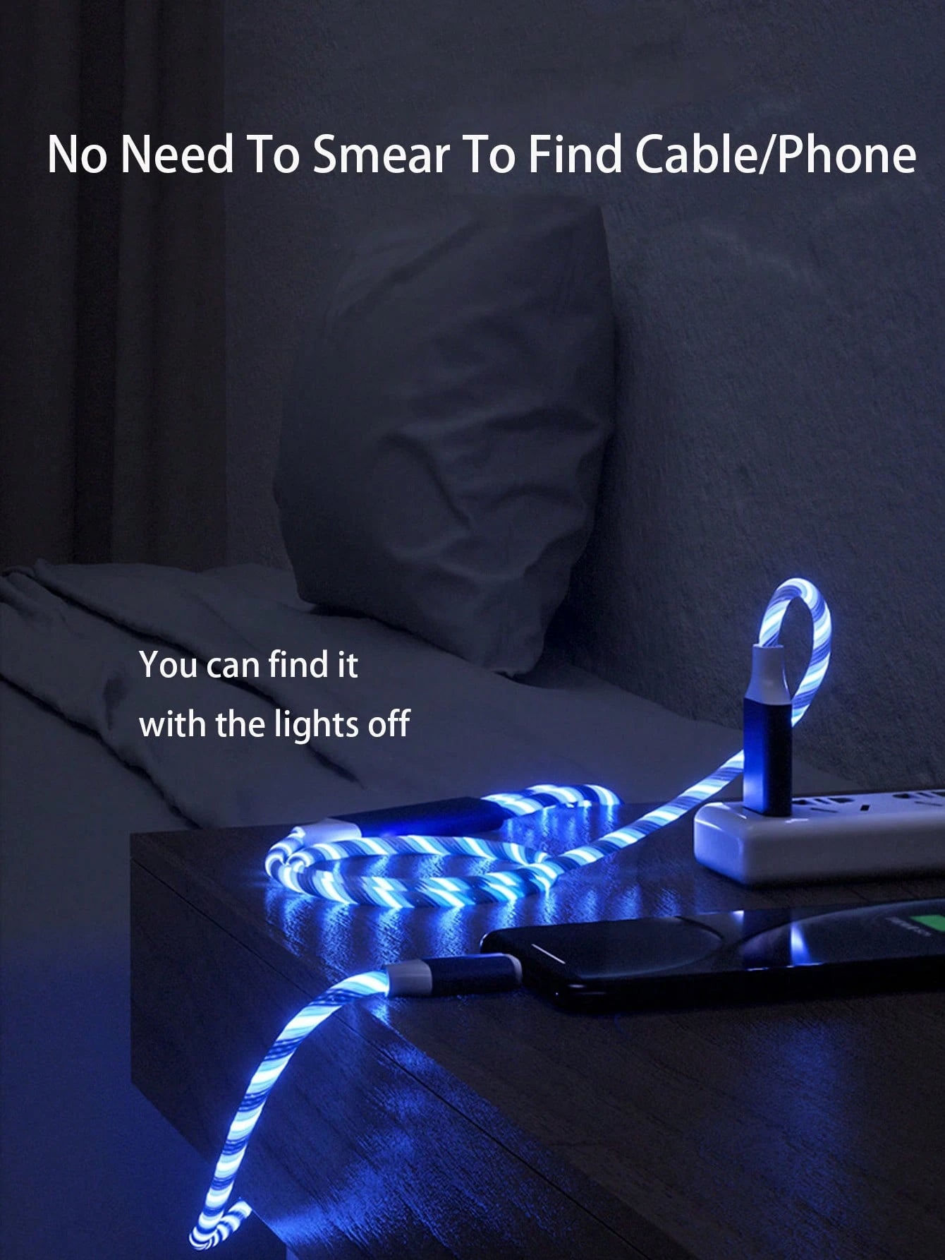 3-In-1 LED Flowing Light USB Fast Charging Cable, PVC Material, Compatible With Apple 14/13/12/11 Pro Max/XR/XS/X///Honor Phones [MFi Certified]