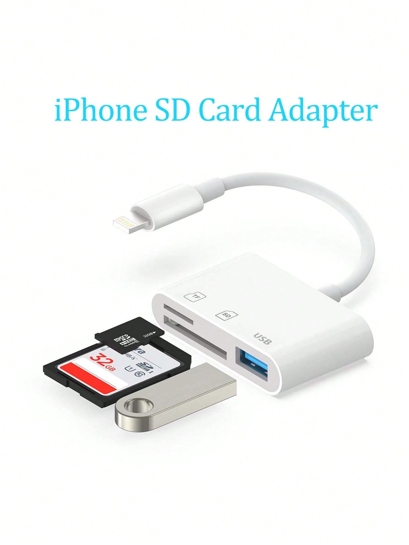 3-In-1 Lightning To USB/TF/SD Card Reader, Compatible With IPhone 14/13/12/11/X/8/7 Series, IPad, Adapter For Data Transfer, Compatible With Digital Cameras