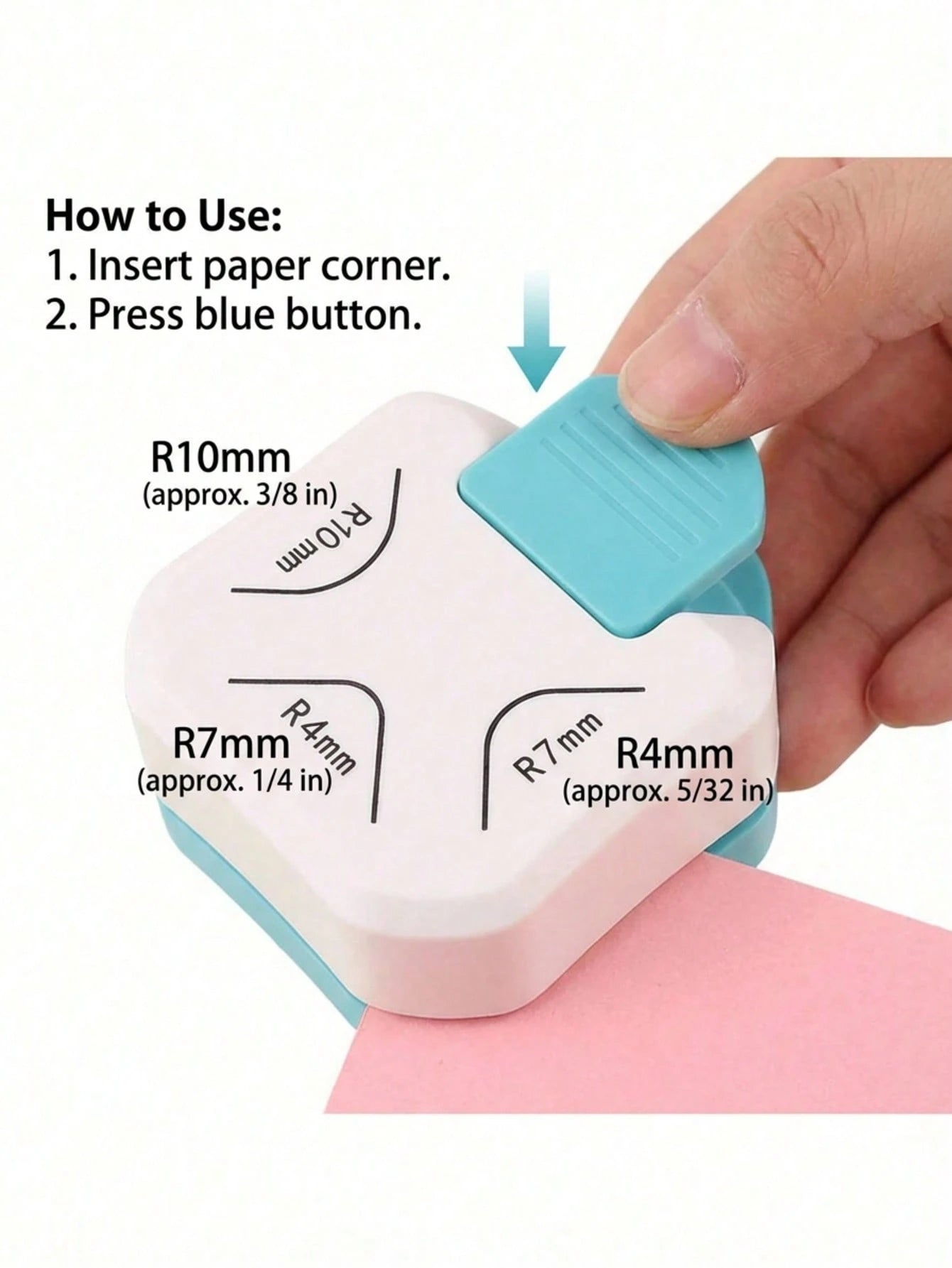 3-In-1 Mini Corner Rounder Punch, Heavy Duty Corner Cutter, Durable Corner Puncher R4/R7/R10mm Corner Trimmer DIY Paper Cutting Card Scrapbooking Puncher, Suitable For DIY Business Card Printing, Scra
