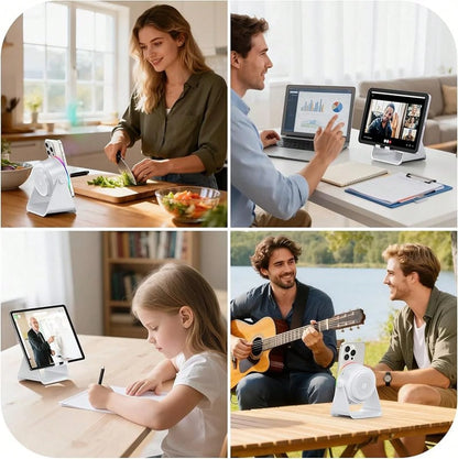 3-In1 Wireless Charging Station, Bluetooth Speaker With Colorful Lights & Phone Holder, Aesthetic Desk Setup For IPhone/Android