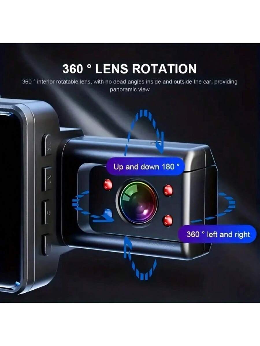 3-Inch Dual Lens Dash Cam For Vehicles, 32G Memory Card, Front And Rear Dual Channel Video Recording, Supports Loop Recording, Night Vision, Wide Angle, Car Video Recorder, Automotive Black Box