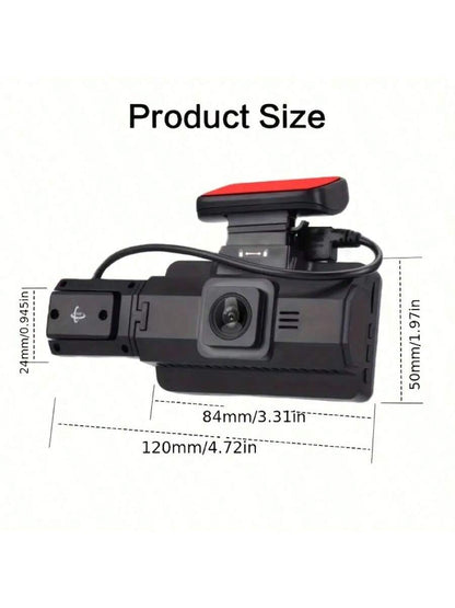 3-Inch Dual Lens Dash Cam For Vehicles, 32G Memory Card, Front And Rear Dual Channel Video Recording, Supports Loop Recording, Night Vision, Wide Angle, Car Video Recorder, Automotive Black Box