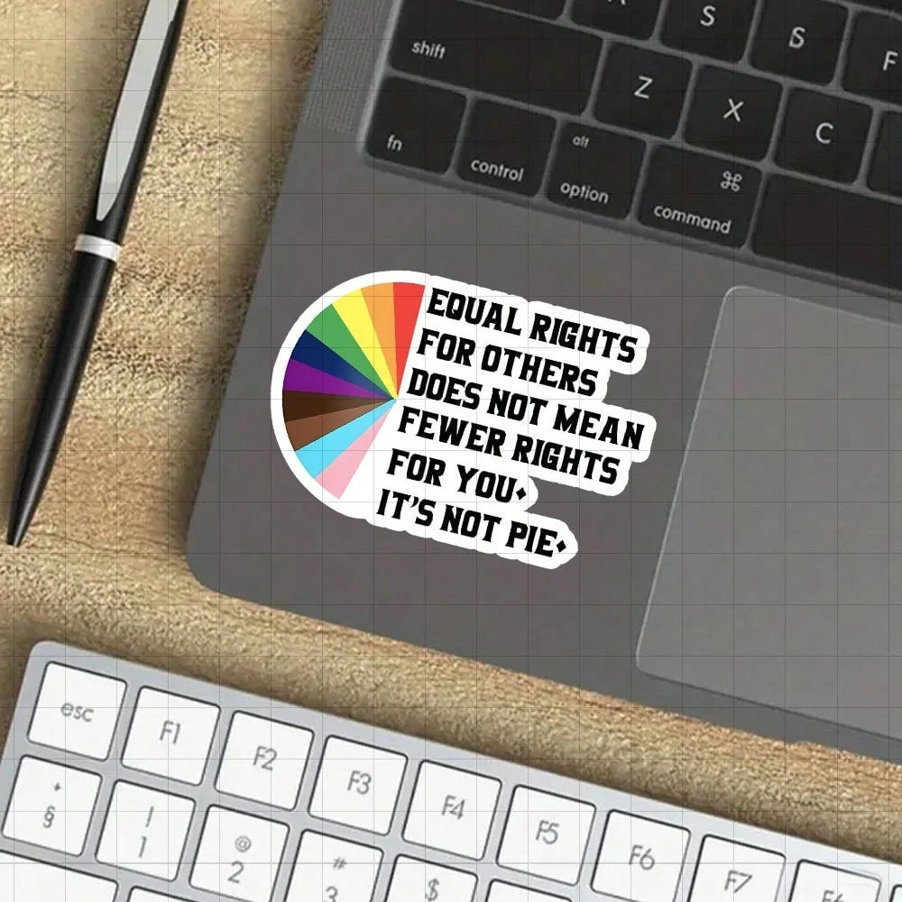 3-Inch "Equal Rights Are Not Pie Sticker- Bold And Empowering LGBTQ+ Vinyl Sticker For Laptops, Notebooks, Water Bottles, Pride Events, Personal Spaces, And Office Desks| Great For Activists, LGBTQ+