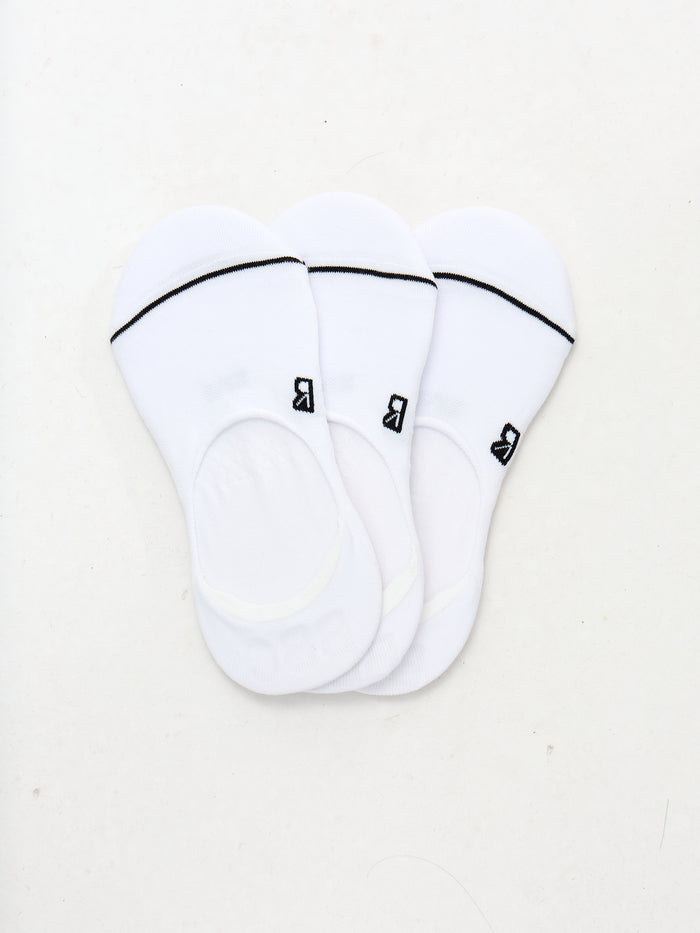 3 Pack No Show Socks - White