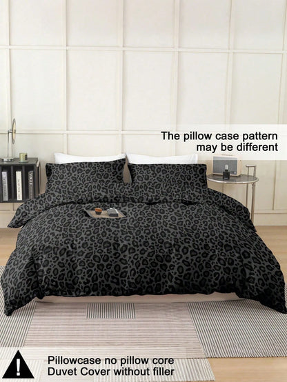 3-Piece Leopard Print Duvet Cover Set, Ultra-Soft Breathable Premium Microfiber Fabric, All-Season Versatile Bedding, Machine Washable, Fade-Resistant, Anti-Pilling, Shrink-Resistant, Wrinkle-Resistan