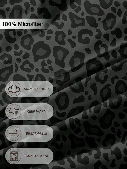 3-Piece Leopard Print Duvet Cover Set, Ultra-Soft Breathable Premium Microfiber Fabric, All-Season Versatile Bedding, Machine Washable, Fade-Resistant, Anti-Pilling, Shrink-Resistant, Wrinkle-Resistan