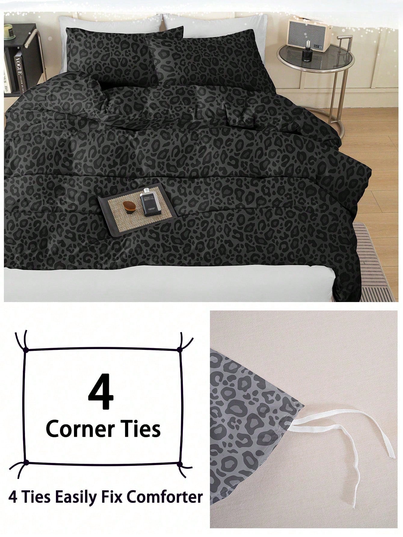 3-Piece Leopard Print Duvet Cover Set, Ultra-Soft Breathable Premium Microfiber Fabric, All-Season Versatile Bedding, Machine Washable, Fade-Resistant, Anti-Pilling, Shrink-Resistant, Wrinkle-Resistan