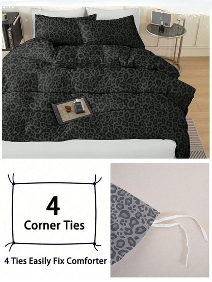 3-Piece Leopard Print Duvet Cover Set, Ultra-Soft Breathable Premium Microfiber Fabric, All-Season Versatile Bedding, Machine Washable, Fade-Resistant, Anti-Pilling, Shrink-Resistant, Wrinkle-Resistan