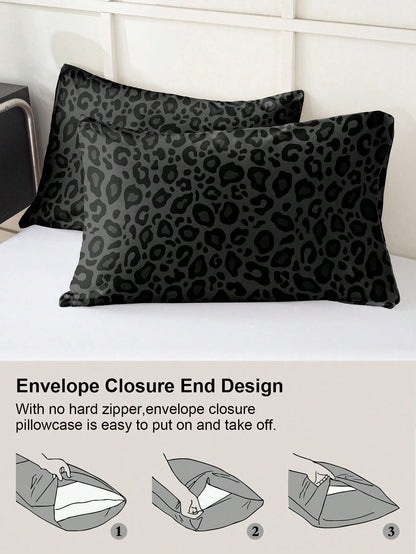 3-Piece Leopard Print Duvet Cover Set, Ultra-Soft Breathable Premium Microfiber Fabric, All-Season Versatile Bedding, Machine Washable, Fade-Resistant, Anti-Pilling, Shrink-Resistant, Wrinkle-Resistan