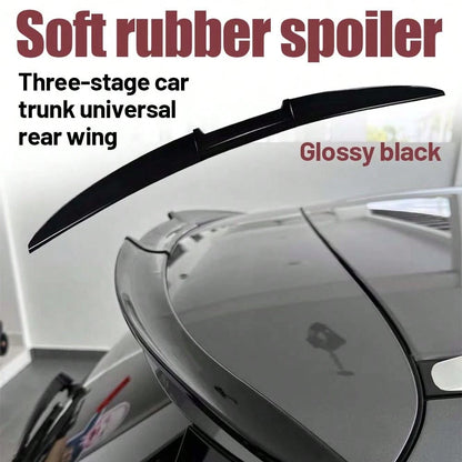 3-Piece Universal Car Rear Trunk Spoiler Wing Kit, DIY PU Soft Plastic Rubber Lip Wing, For Auto Body Styling & Stability