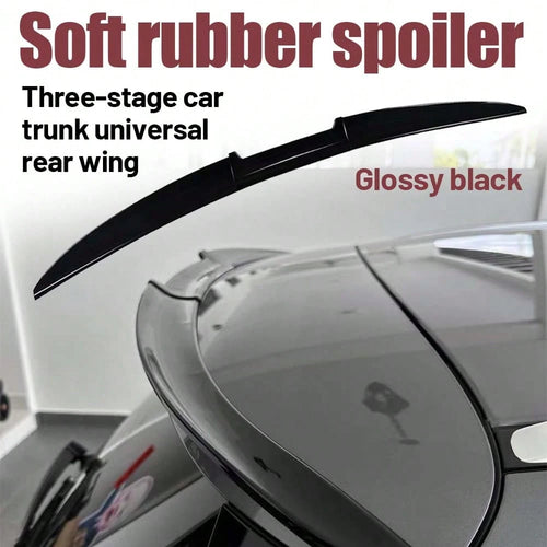 3-Piece Universal Car Rear Trunk Spoiler Wing Kit, DIY PU Soft Plastic Rubber Lip Wing, For Auto Body Styling & Stability