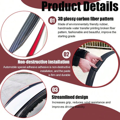 3-Piece Universal Car Rear Trunk Spoiler Wing Kit, DIY PU Soft Plastic Rubber Lip Wing, For Auto Body Styling & Stability