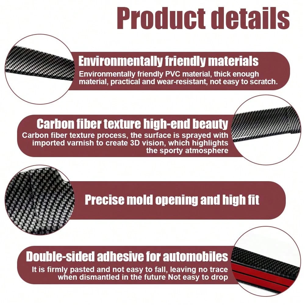 3-Piece Universal Car Rear Trunk Spoiler Wing Kit, DIY PU Soft Plastic Rubber Lip Wing, For Auto Body Styling & Stability