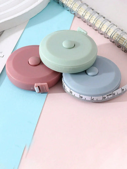 3 Rolls 1.5m/78.74in Plastic Measuring Tape- Retractable Trigger, Elastic Tape, Suitable For Office, Waist, Height Measurement, Sewing