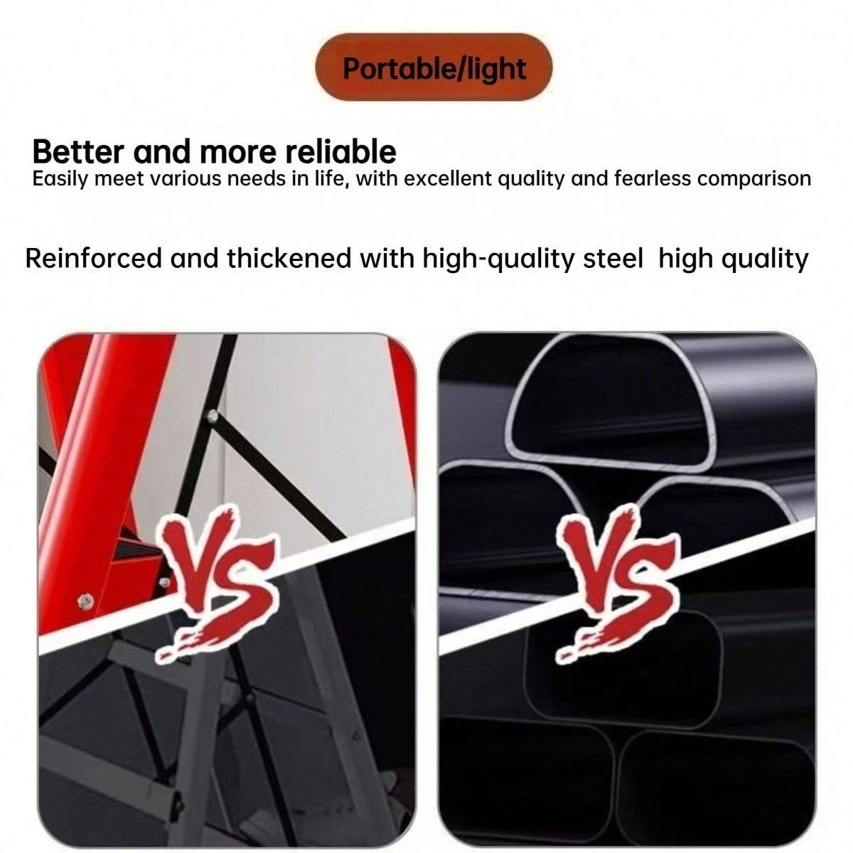 3-Step Red Folding Ladder (Opening Height 93CM), Multifunctional Zigzag Ladder With Anti Slip Pedals, Suitable For Indoor And Outdoor Use, Suitable For Home Office And Home Decoration Folding Ladder