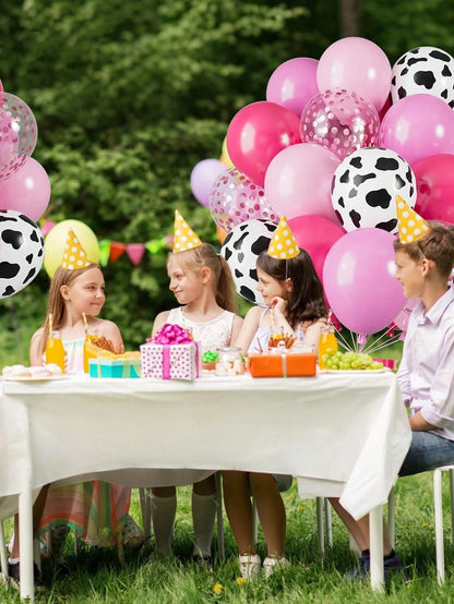 30/60pcs Pink Cow Balloons, 12 Inch Pink Cow Pattern Balloons, Soft Pink Cow Pattern Helium Balloons, Confetti Latex Balloons, Suitable For Girls Farm Theme Birthday Party, Baby Shower, Cowgirl Rodeo