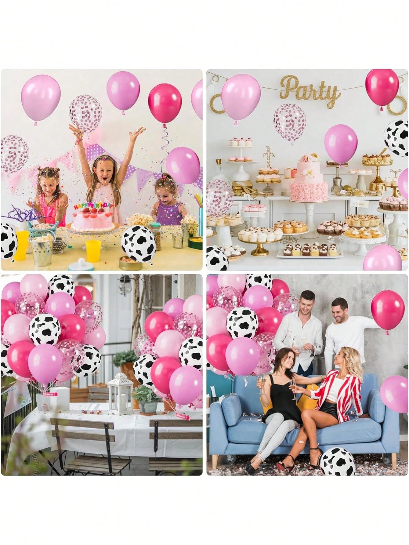 30/60pcs Pink Cow Balloons, 12 Inch Pink Cow Pattern Balloons, Soft Pink Cow Pattern Helium Balloons, Confetti Latex Balloons, Suitable For Girls Farm Theme Birthday Party, Baby Shower, Cowgirl Rodeo