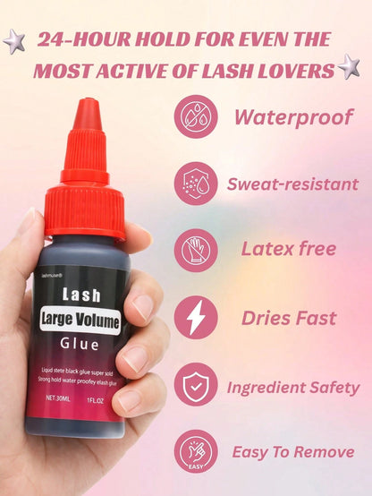 30ml/Pc Lash Glue, Cluster Eyelash Glue, Black Sensitive Lash Glue, Fast Drying, Waterproof & Long-Lasting, Strong Hold DIY Lash Extension Glue For Individual Lashes Suitable For Various False Eyelash