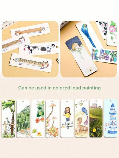 30pcs Blank Watercolor Bookmarks, 300gsm Thick Paper, DIY Art Supplies For Coloring, Acrylic Painting, Watercolor, Crafts And Bookmarks