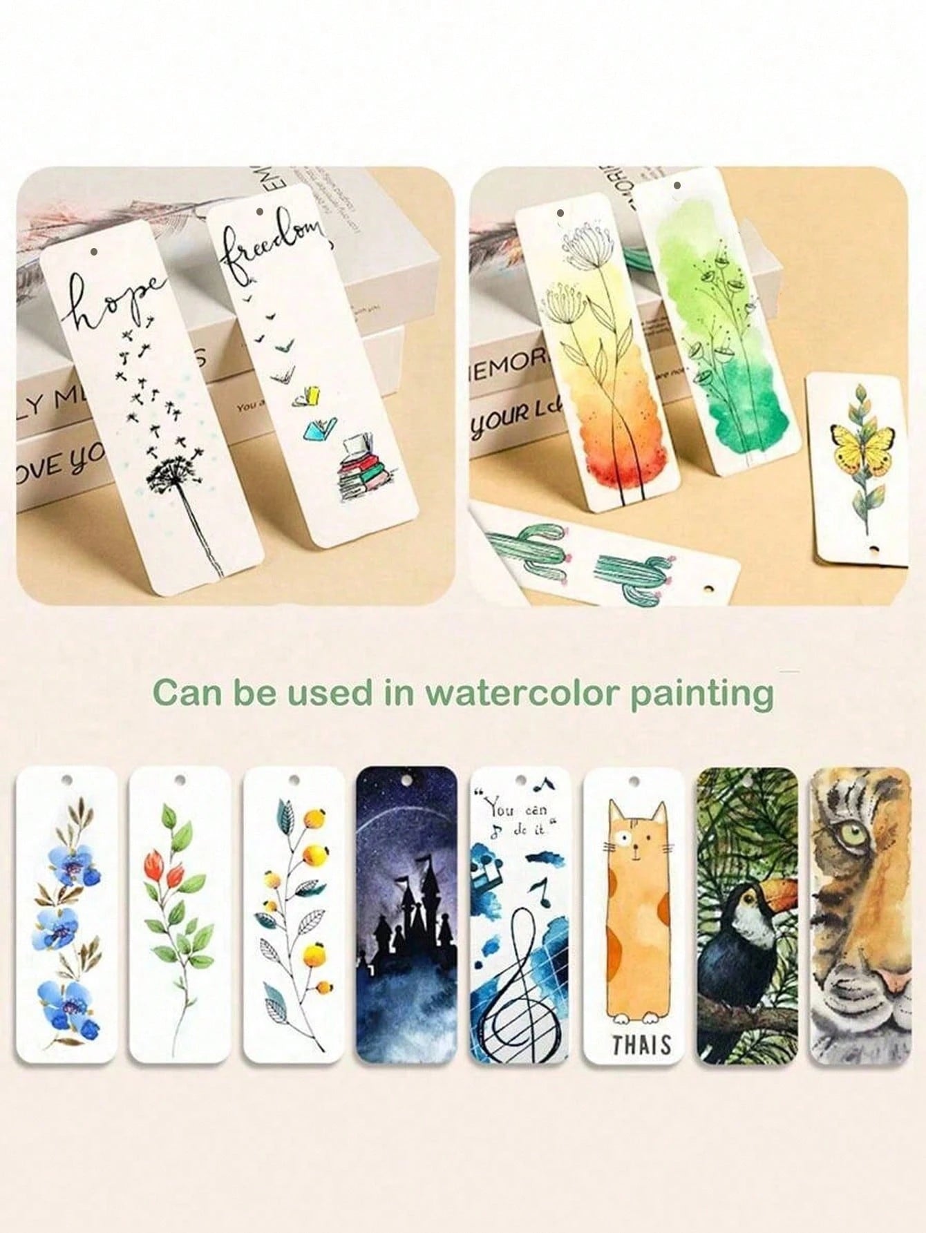 30pcs Blank Watercolor Bookmarks, 300gsm Thick Paper, DIY Art Supplies For Coloring, Acrylic Painting, Watercolor, Crafts And Bookmarks