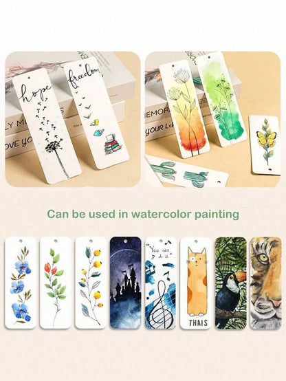 30pcs Blank Watercolor Bookmarks, 300gsm Thick Paper, DIY Art Supplies For Coloring, Acrylic Painting, Watercolor, Crafts And Bookmarks