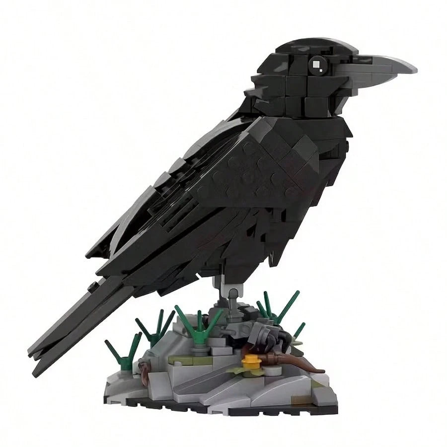 350+Pcs Raven Building Blocks Set| Animal Model Bird Blocks, Detailed Collectible 3D Stereoscopic Model, Suitable For Home Decor, Office Desk Accessories, Birthday/Christmas/Halloween/Holiday Gifts