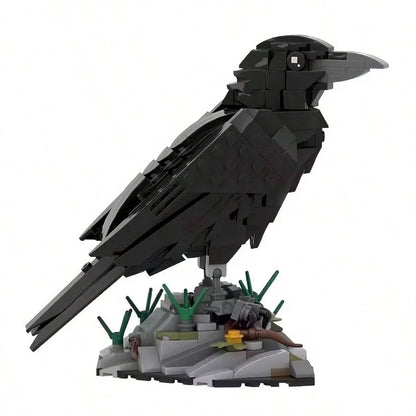 350+Pcs Raven Building Blocks Set| Animal Model Bird Blocks, Detailed Collectible 3D Stereoscopic Model, Suitable For Home Decor, Office Desk Accessories, Birthday/Christmas/Halloween/Holiday Gifts
