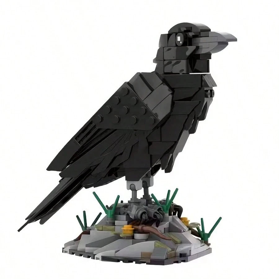 350+Pcs Raven Building Blocks Set| Animal Model Bird Blocks, Detailed Collectible 3D Stereoscopic Model, Suitable For Home Decor, Office Desk Accessories, Birthday/Christmas/Halloween/Holiday Gifts