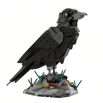 350+Pcs Raven Building Blocks Set| Animal Model Bird Blocks, Detailed Collectible 3D Stereoscopic Model, Suitable For Home Decor, Office Desk Accessories, Birthday/Christmas/Halloween/Holiday Gifts