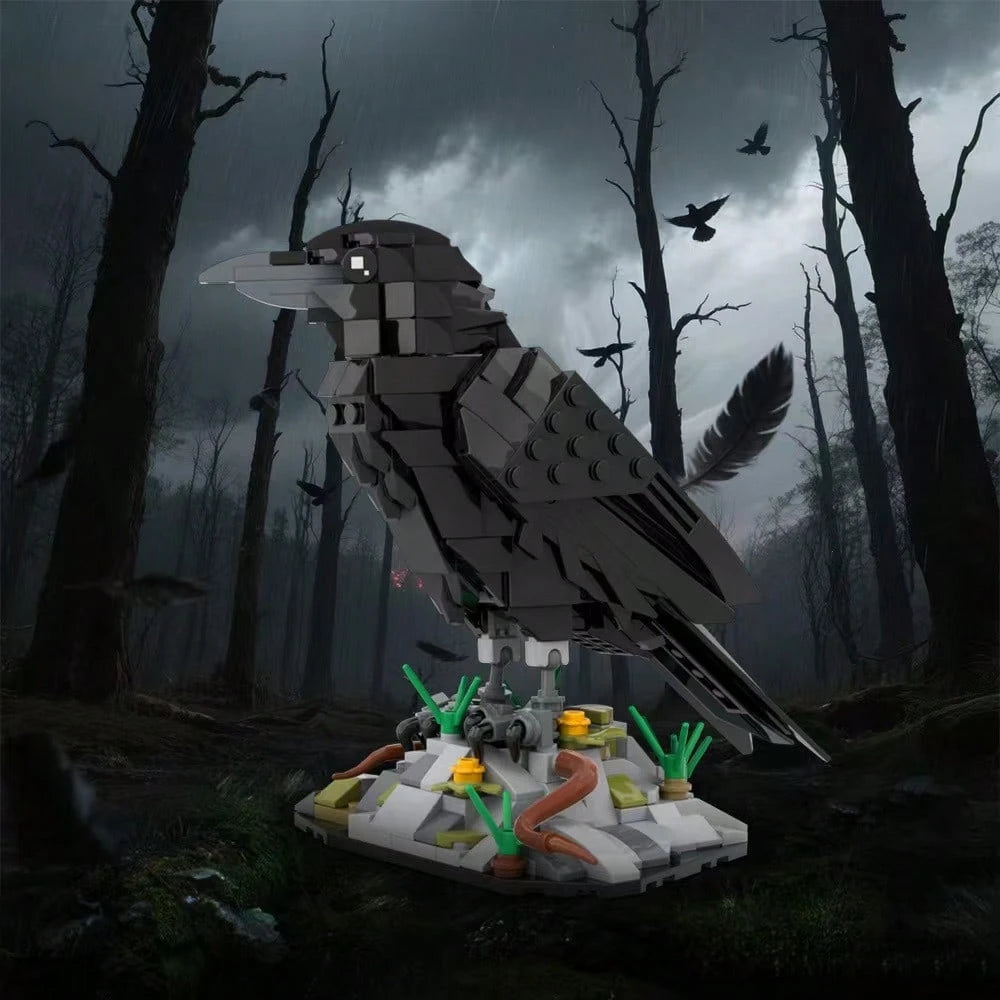 350+Pcs Raven Building Blocks Set| Animal Model Bird Blocks, Detailed Collectible 3D Stereoscopic Model, Suitable For Home Decor, Office Desk Accessories, Birthday/Christmas/Halloween/Holiday Gifts